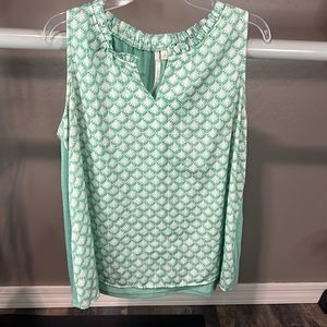 LC Lauren Conrad Large Aqua and White Tank Top
